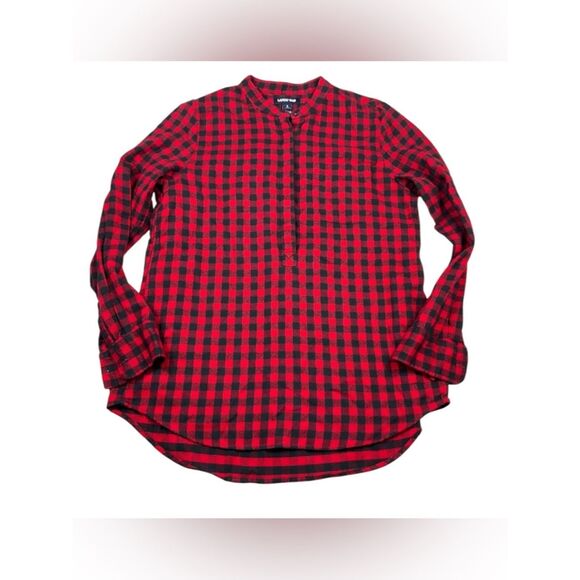 Lands' End Tops - Lands End Womens Popover Shirt Rustic Plaid Long Sleeve Tunic Relaxed Fit Top S